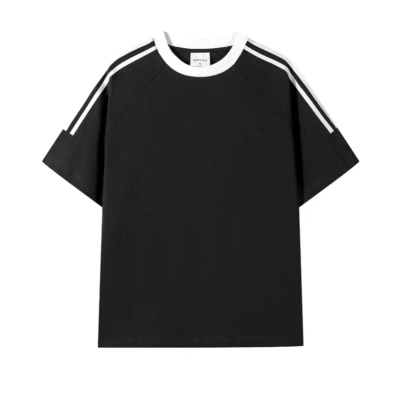 Men Red Three Bar T-Shirt 250g Cotton - Image 2