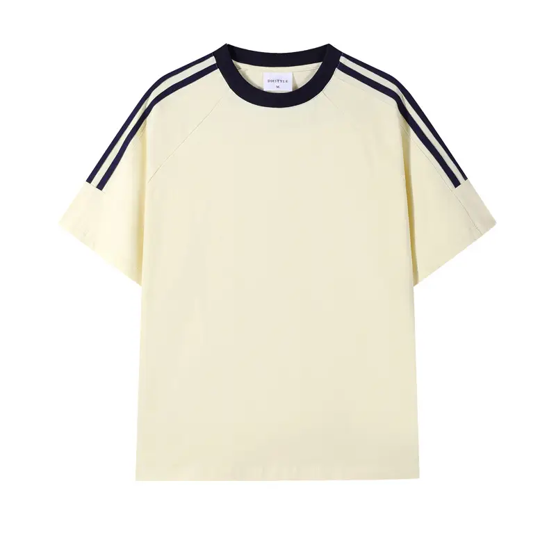 Men Red Three Bar T-Shirt 250g Cotton - Image 4
