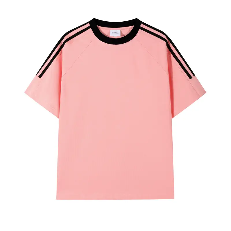 Men Red Three Bar T-Shirt 250g Cotton - Image 8