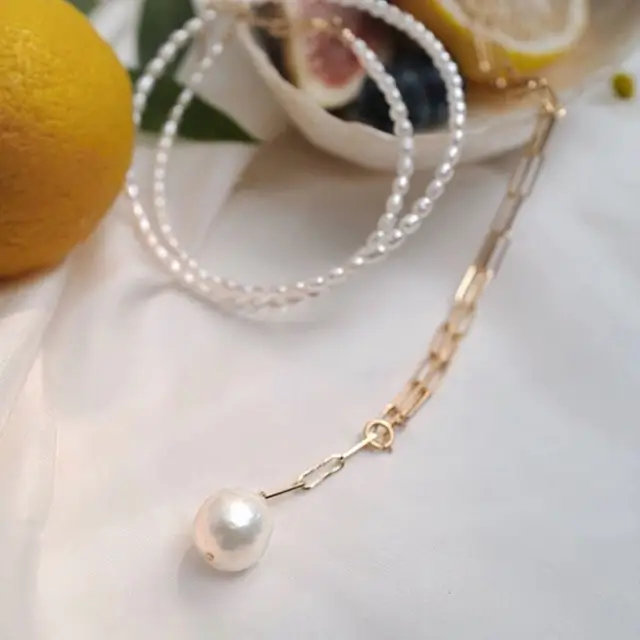 Vintage Pearl Necklace for Women's Wrinkle Chain - Image 3