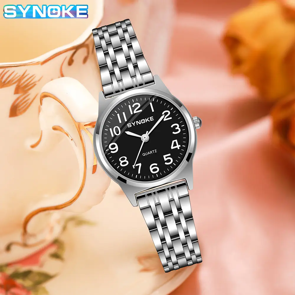 SYNOKE Women's Silver Digital Watch with Chain Strap - Image 3