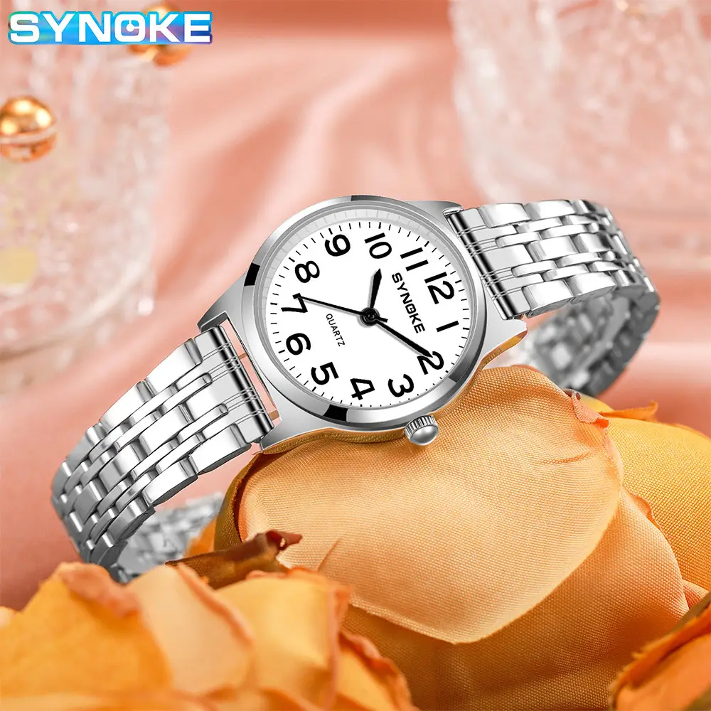 SYNOKE Women's Silver Digital Watch with Chain Strap - Image 5