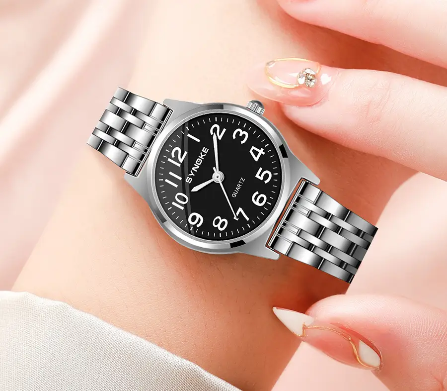 SYNOKE Women's Silver Digital Watch with Chain Strap — feature 11