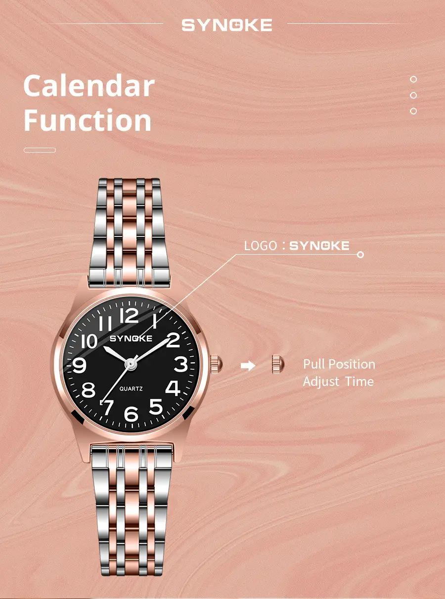 SYNOKE Women's Silver Digital Watch with Chain Strap — feature 23