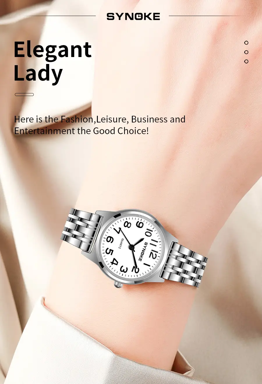 SYNOKE Women's Silver Digital Watch with Chain Strap — feature 24