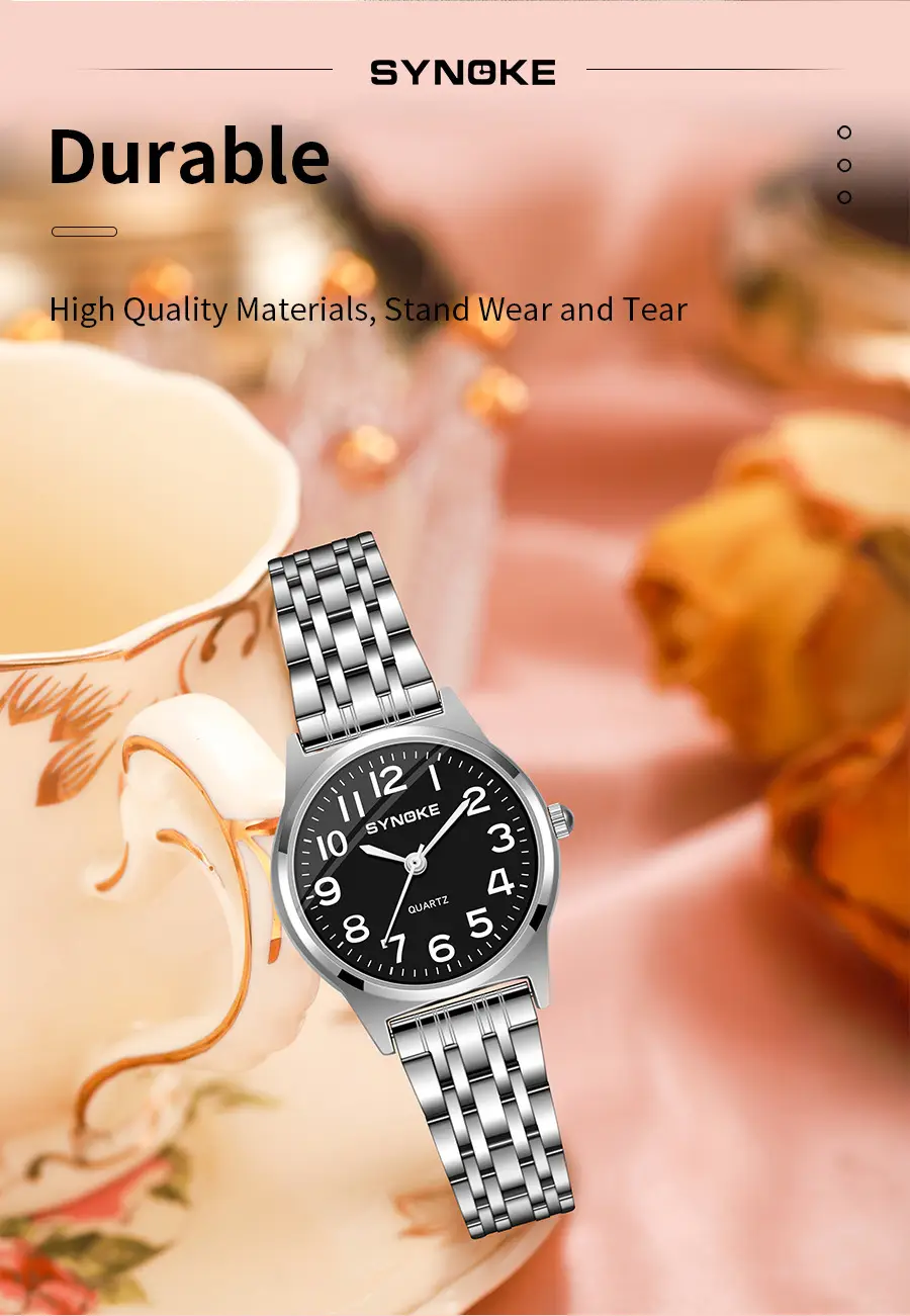 SYNOKE Women's Silver Digital Watch with Chain Strap — feature 25