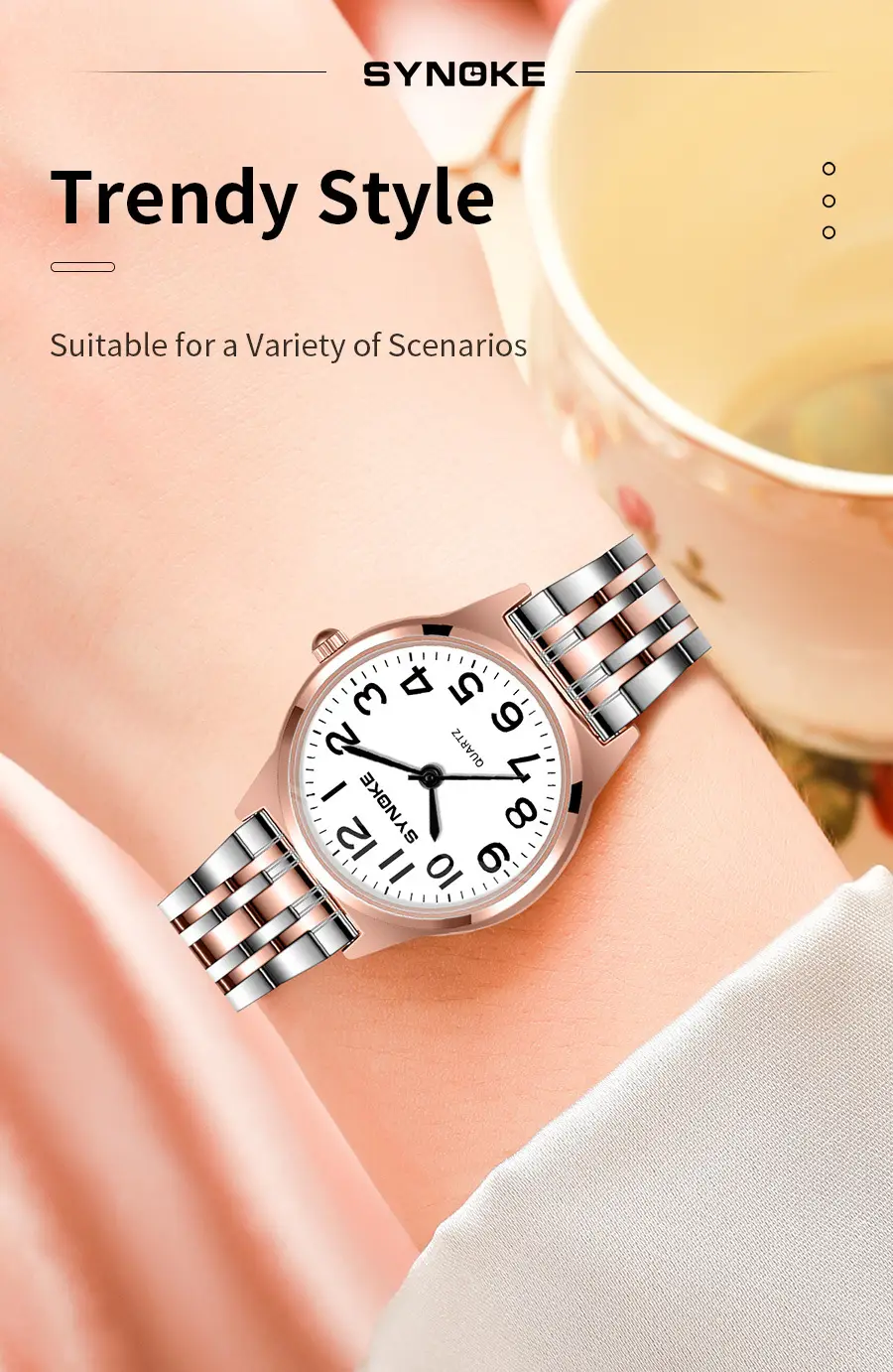 SYNOKE Women's Silver Digital Watch with Chain Strap — feature 27