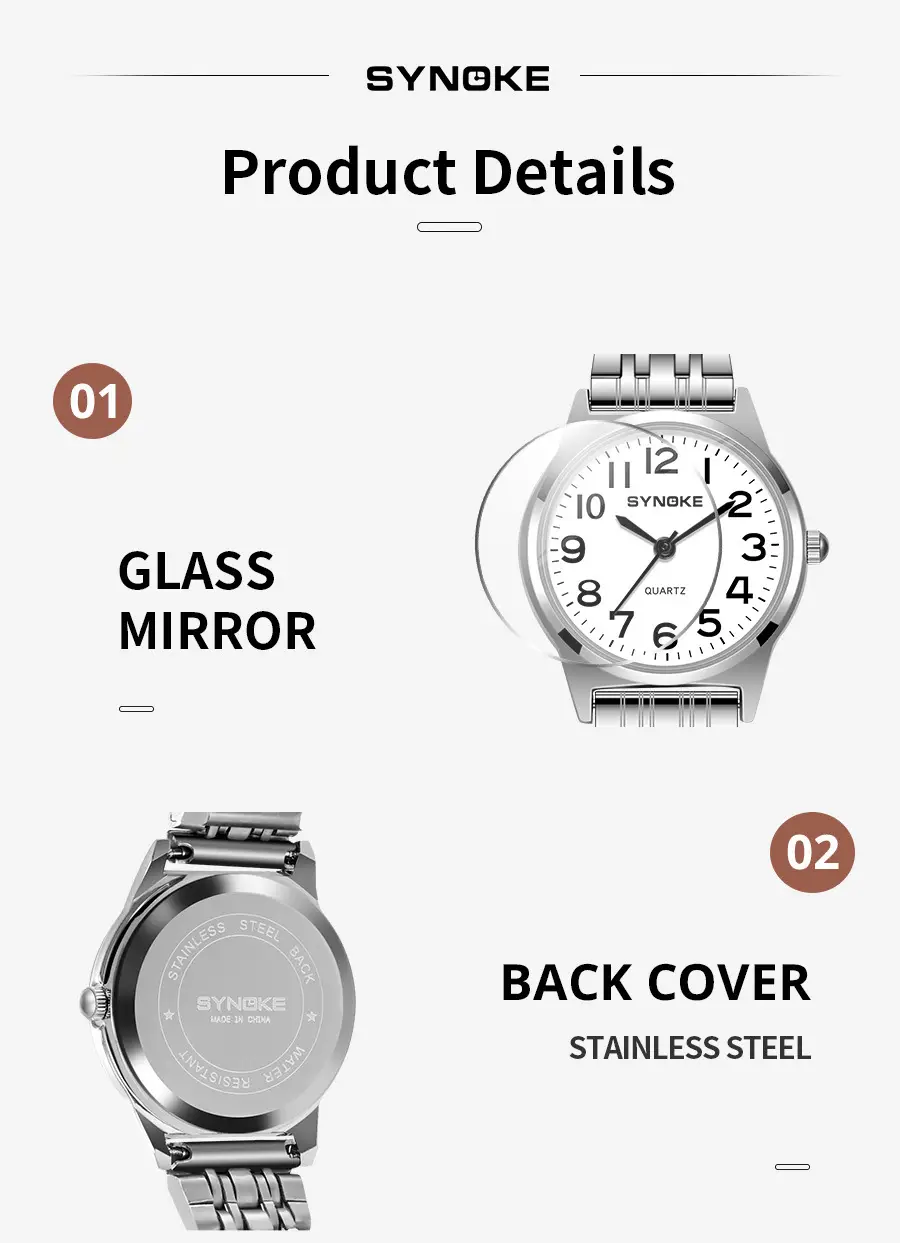 SYNOKE Women's Silver Digital Watch with Chain Strap — feature 30