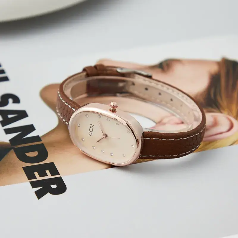 Goldie Light Luxury Women's Watch with Litchi Strap - Image 11