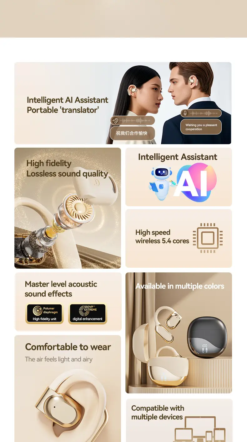 Smart Translation Bluetooth Headset Ai-M62 Ows Smart Open Wireless Headset Large Capacity Private Model Spot — feature 6