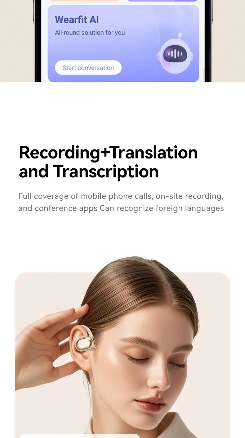 Smart Translation Bluetooth Headset Ai-M62 Ows Smart Open Wireless Headset Large Capacity Private Model Spot — feature 8