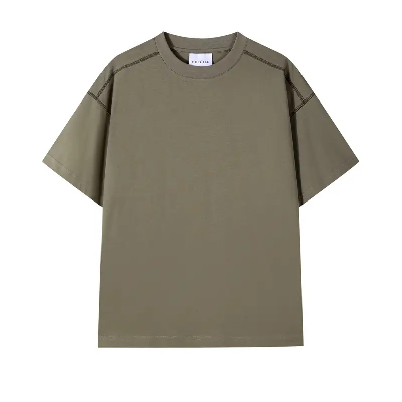 Men's Heavy Cotton Short Sleeve T-Shirt Olive Green - Image 4