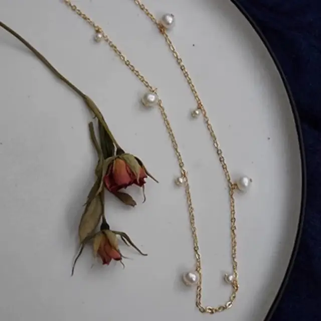 14k Gold Pearl Necklace for Women - Image 5