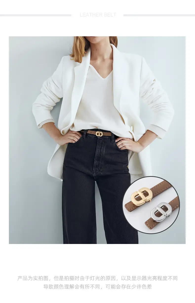 Women Genuine Leather Belt with Gold & Silver Buckle β feature 2