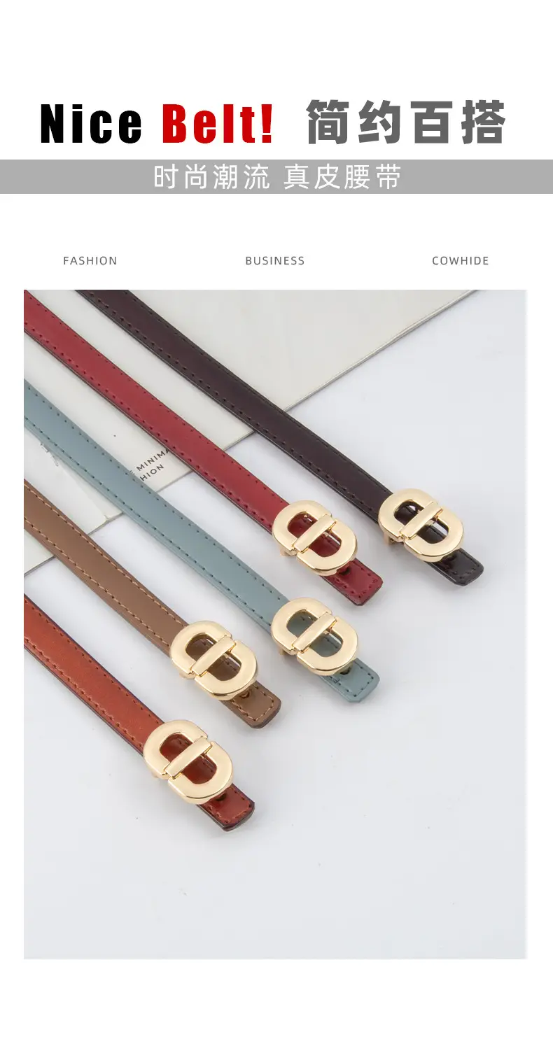 Women Genuine Leather Belt with Gold & Silver Buckle β feature 4
