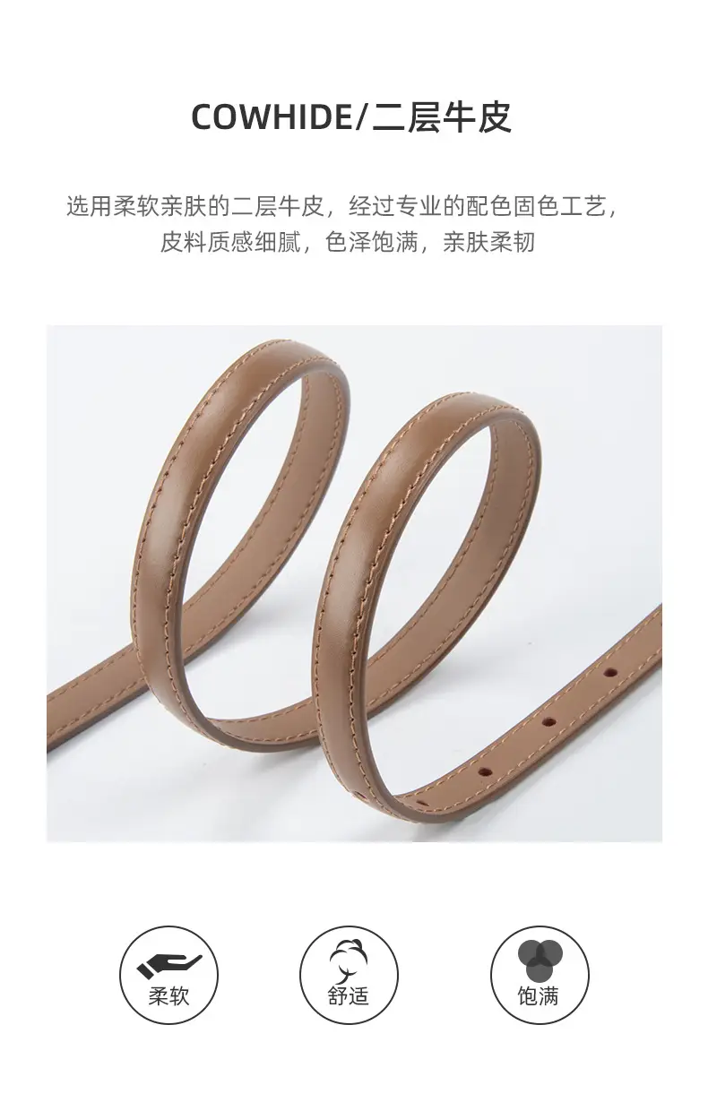 Women Genuine Leather Belt with Gold & Silver Buckle β feature 6