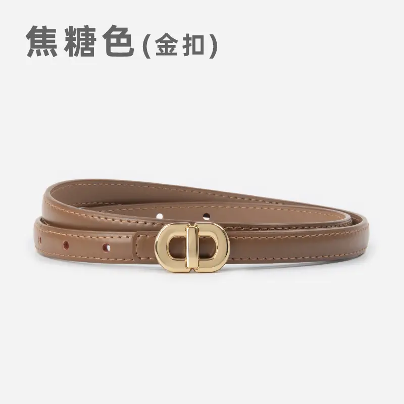 Women Genuine Leather Belt with Gold & Silver Buckle - Image 12