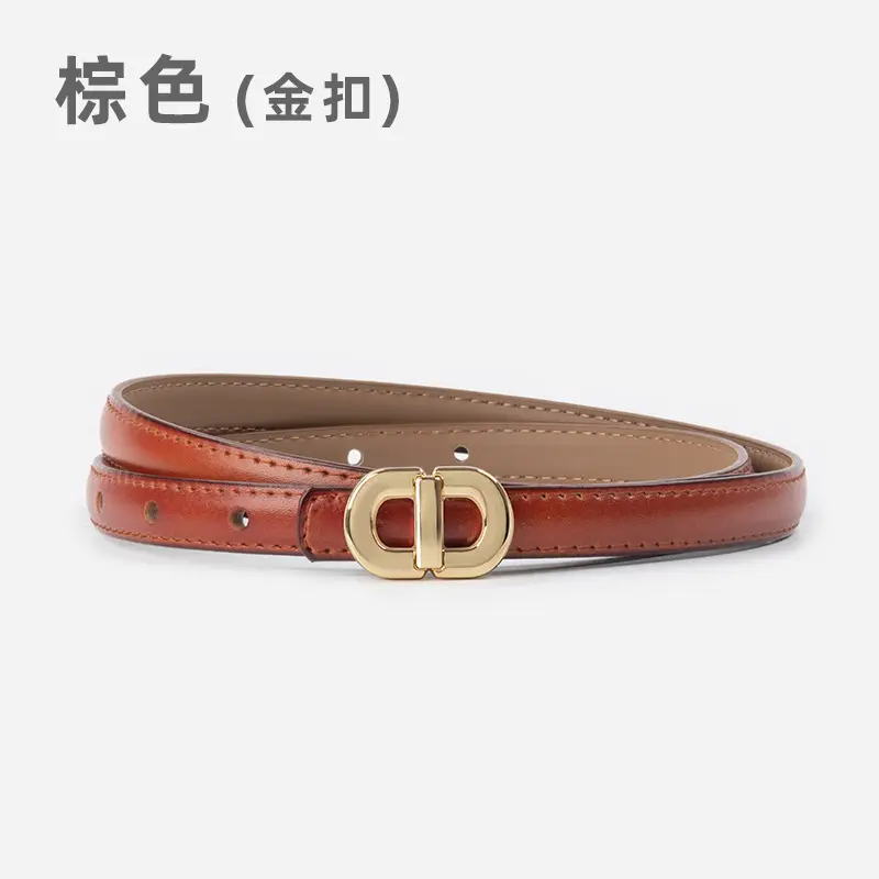 Women Genuine Leather Belt with Gold & Silver Buckle - Image 4