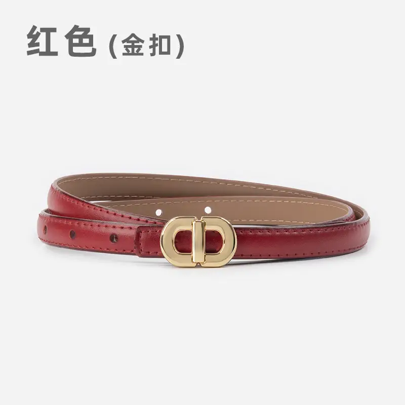 Women Genuine Leather Belt with Gold & Silver Buckle - Image 6