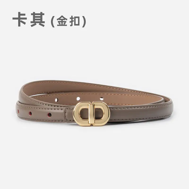 Women Genuine Leather Belt with Gold & Silver Buckle - Image 7