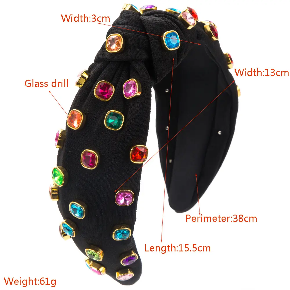 High Gloss Skull Top Headband with Colorful Gems