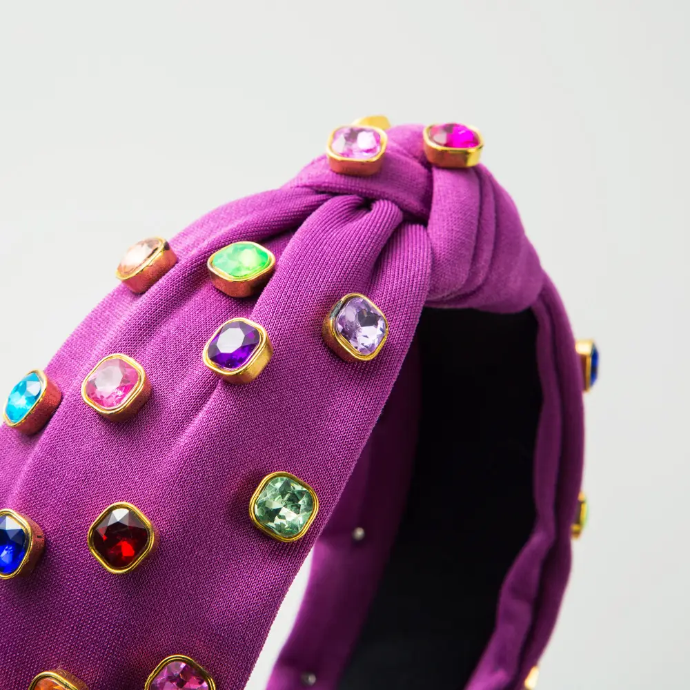 High Gloss Skull Top Headband with Colorful Gems