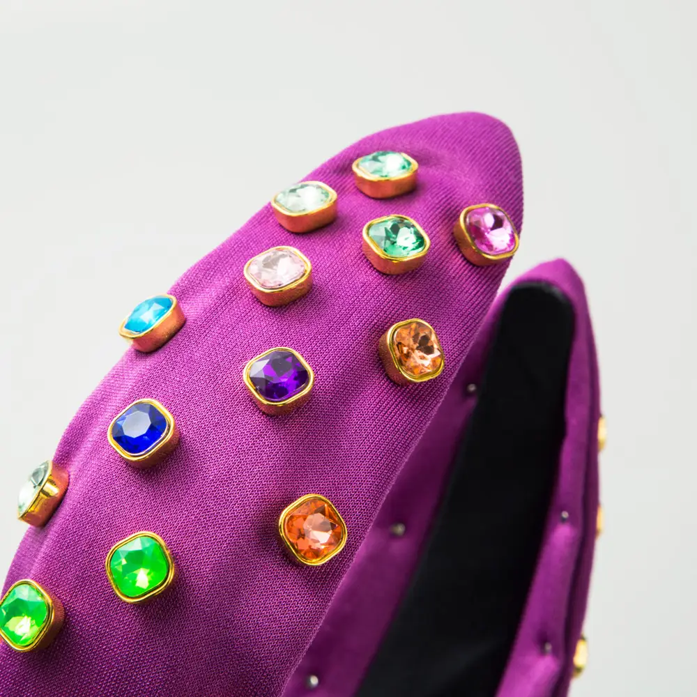 High Gloss Skull Top Headband with Colorful Gems