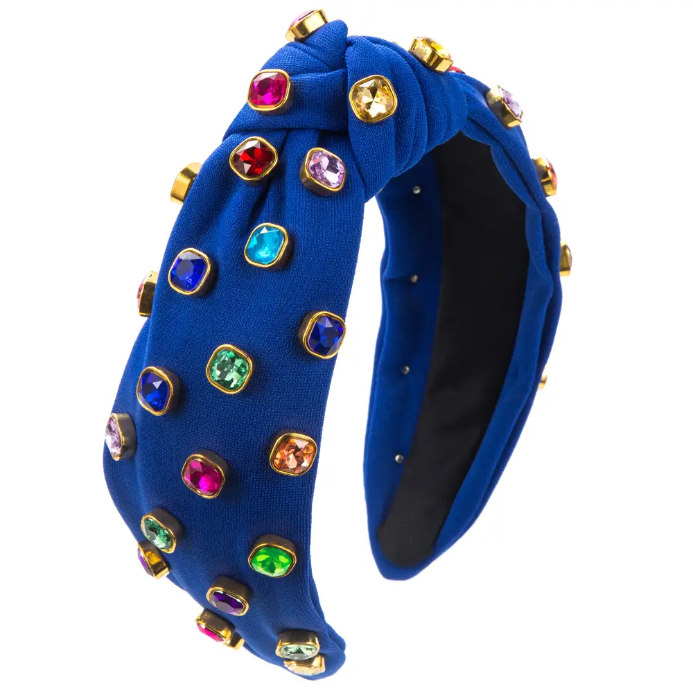 High Gloss Skull Top Headband with Colorful Gems