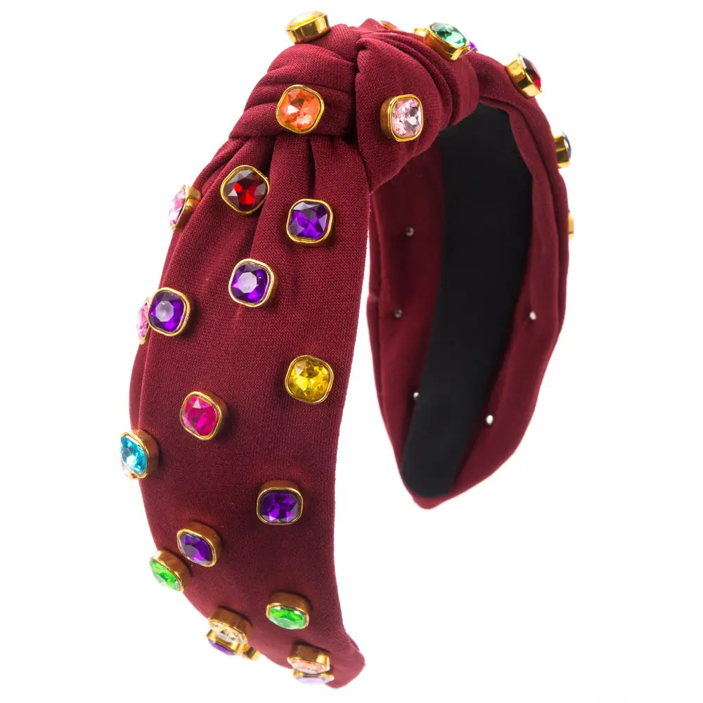 High Gloss Skull Top Headband with Colorful Gems