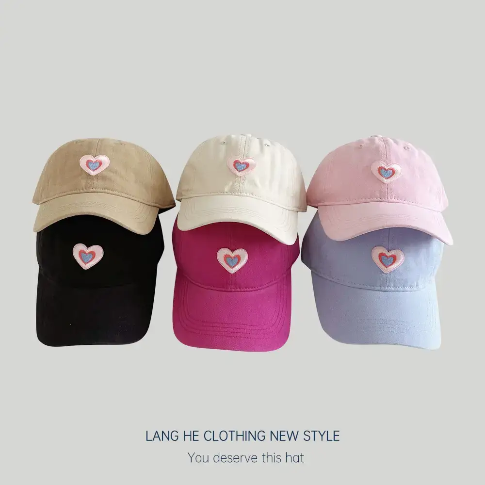Black Patch Love Baseball Cap Women Small Face-Plooking Korean Style - Image 17