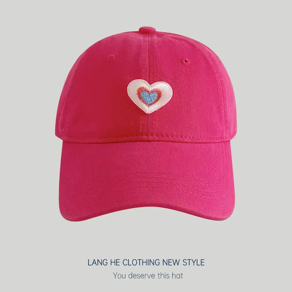 Black Patch Love Baseball Cap Women Small Face-Plooking Korean Style - Image 9