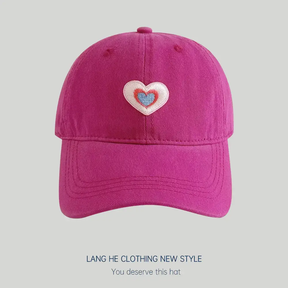 Black Patch Love Baseball Cap Women Small Face-Plooking Korean Style - Image 10