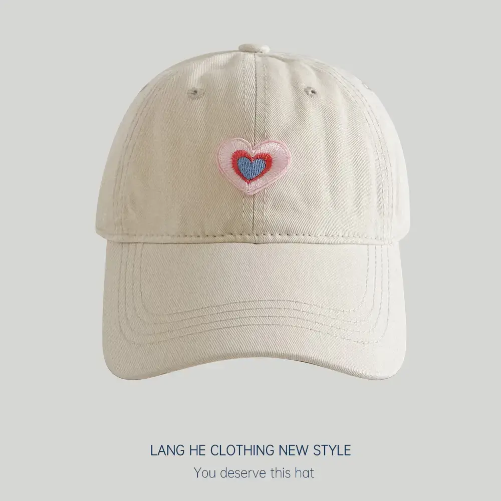 Black Patch Love Baseball Cap Women Small Face-Plooking Korean Style - Image 11