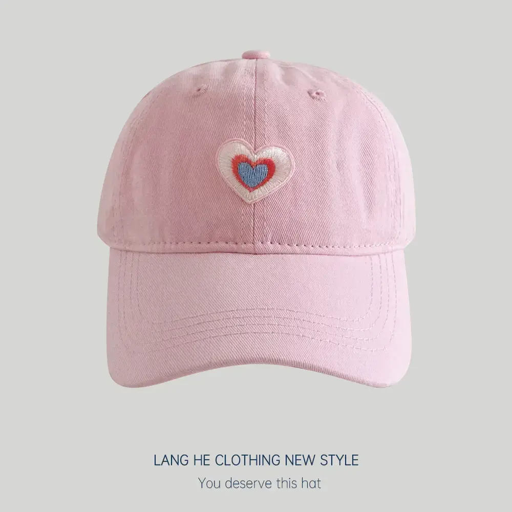 Black Patch Love Baseball Cap Women Small Face-Plooking Korean Style - Image 3