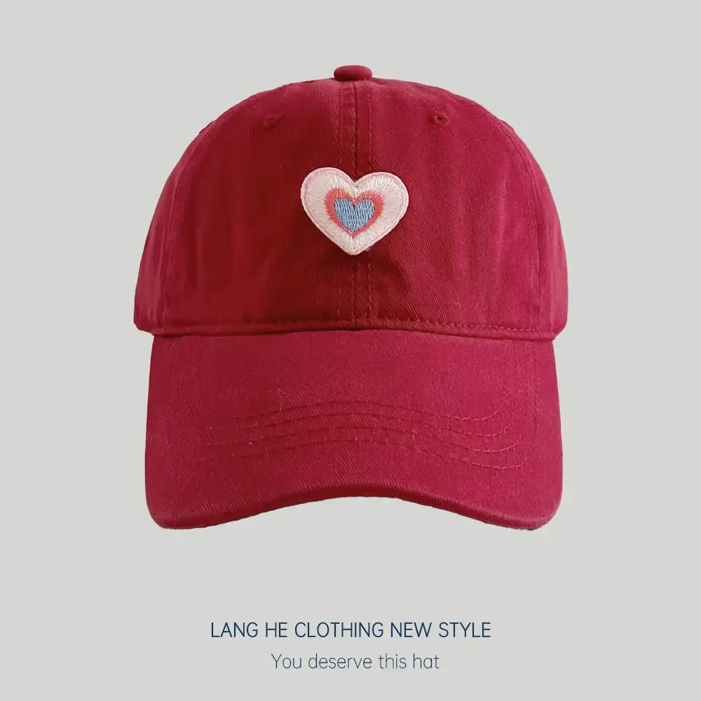 Black Patch Love Baseball Cap Women Small Face-Plooking Korean Style - Image 5