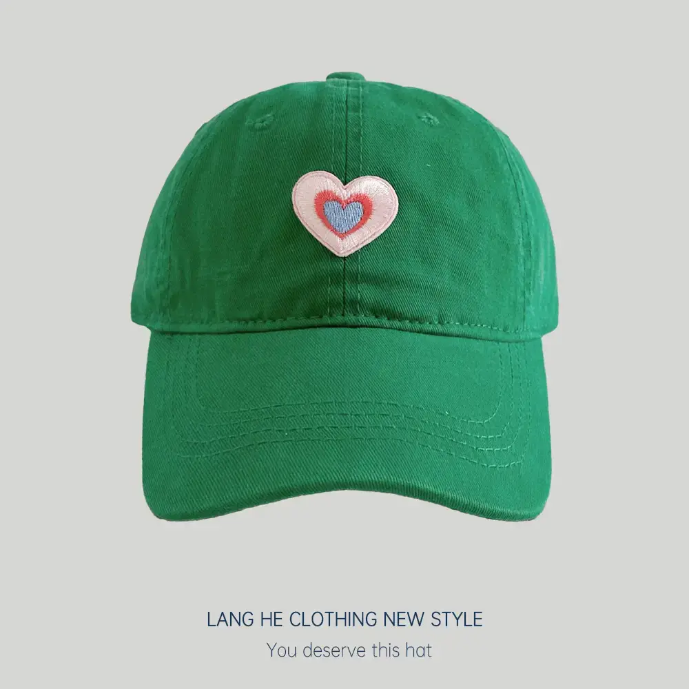 Black Patch Love Baseball Cap Women Small Face-Plooking Korean Style - Image 8