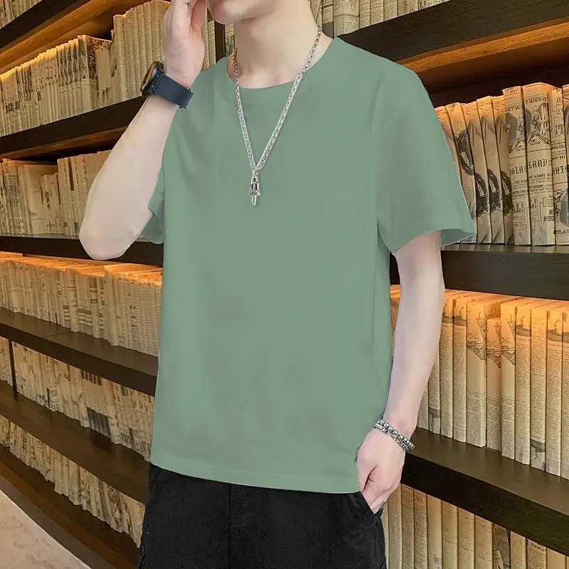 Men's Green Short Sleeve T-Shirt Casual All Match