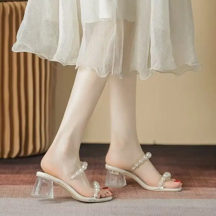 Women's summer sandals 2024 New chunky heel high heel beach sandals fairy style casual sandals with skirt - Image 5