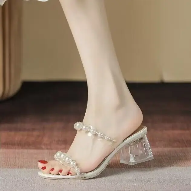 Women's summer sandals 2024 New chunky heel high heel beach sandals fairy style casual sandals with skirt — feature 3