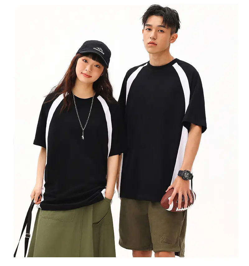 Men Cotton Crewneck T-Shirt Light Beige Black 250g — feature 17