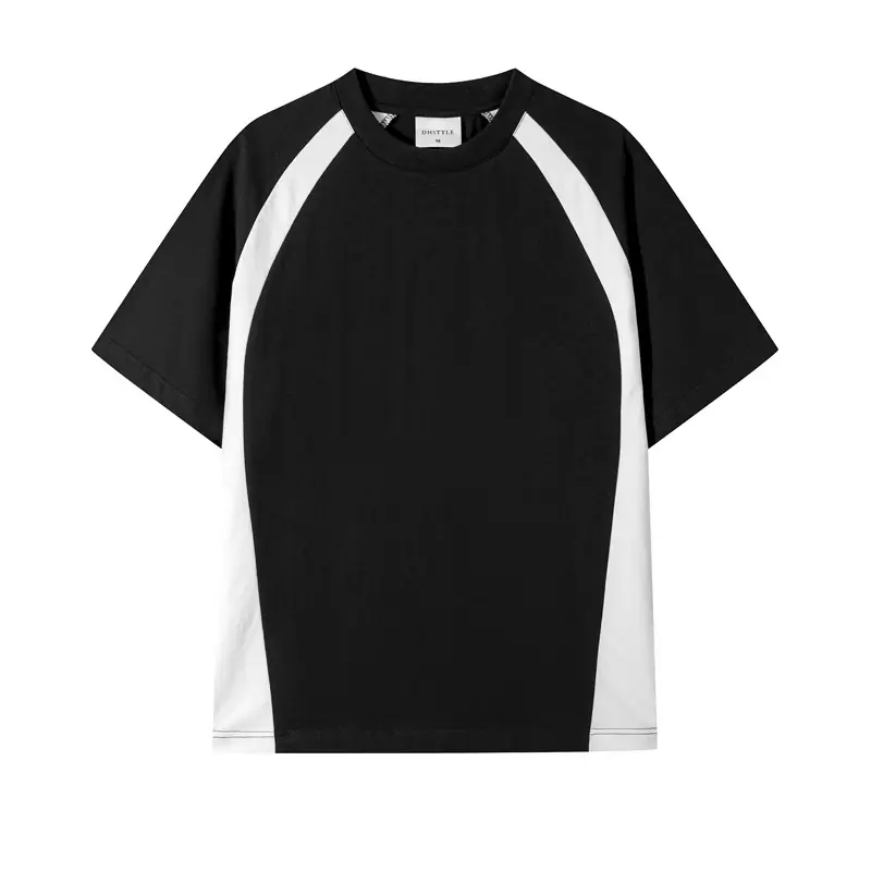 Men Cotton Crewneck T-Shirt Light Beige Black 250g