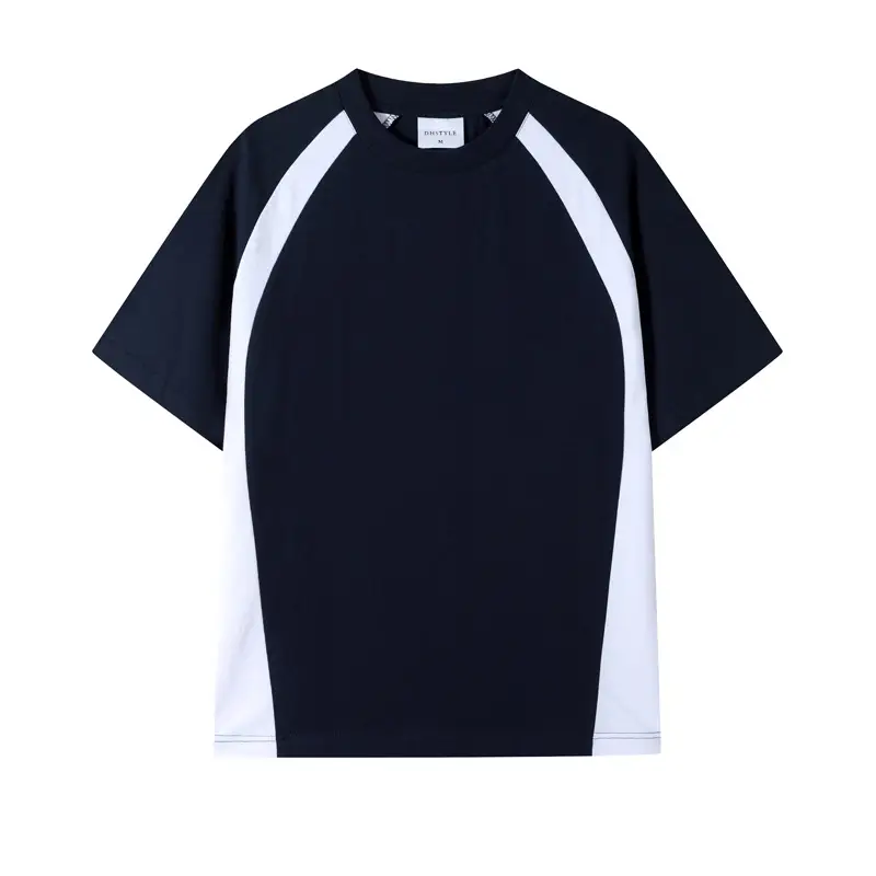 Men Cotton Crewneck T-Shirt Light Beige Black 250g