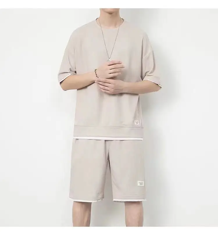 Men Heavy Waffle Ice Silk Shorts Set Black — feature 19