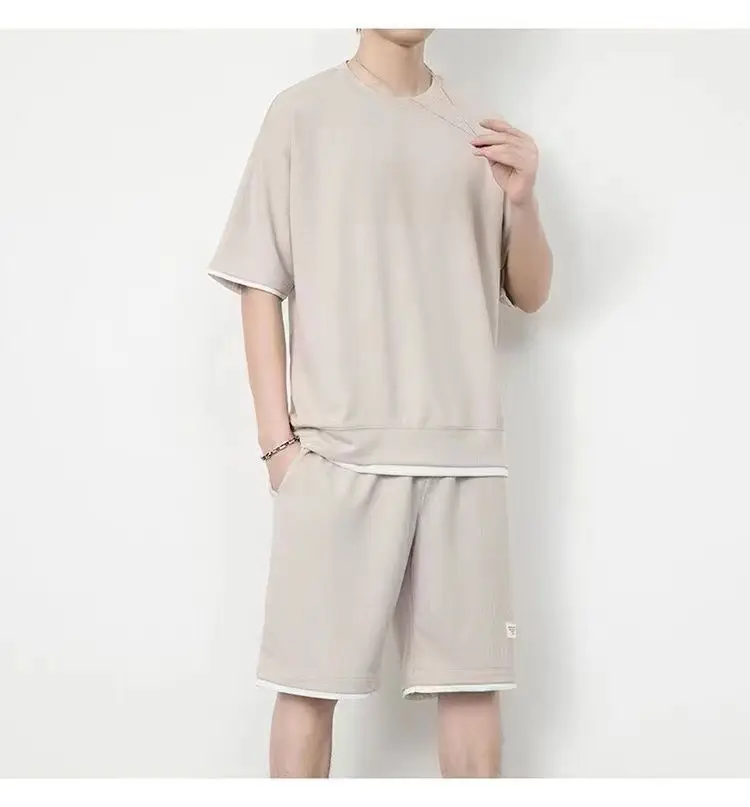 Men Heavy Waffle Ice Silk Shorts Set Black — feature 20