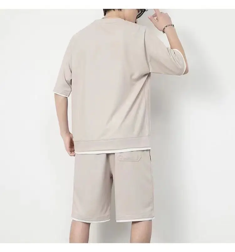 Men Heavy Waffle Ice Silk Shorts Set Black — feature 21