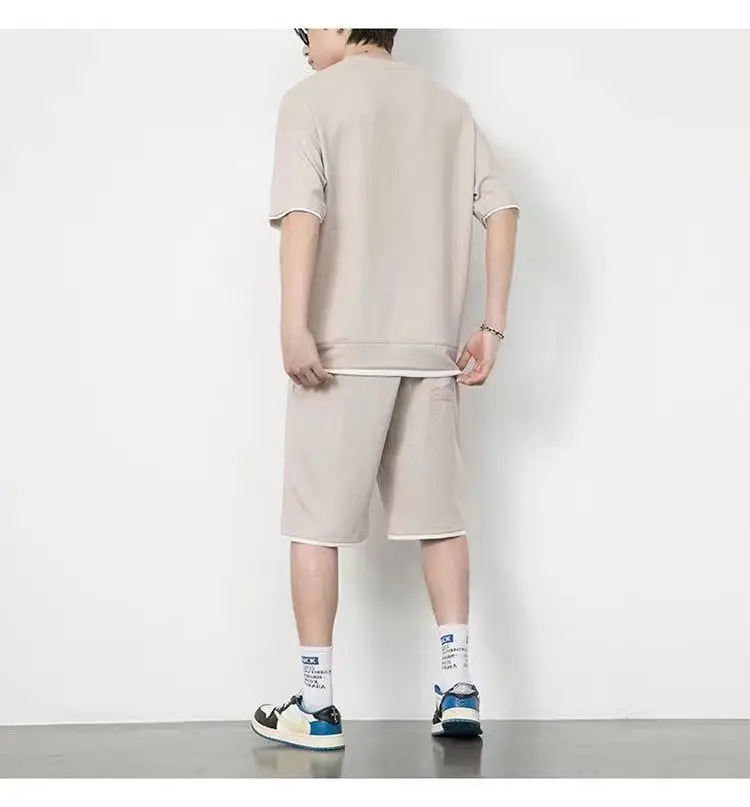 Men Heavy Waffle Ice Silk Shorts Set Black — feature 29