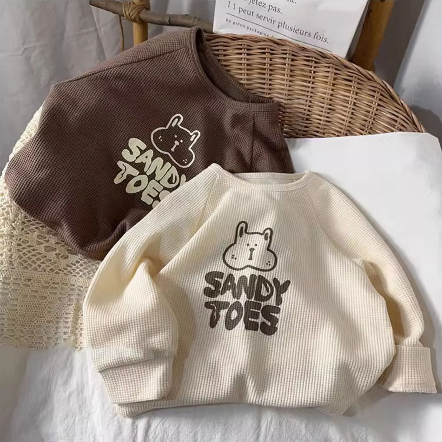 Sandy Toes Long Sleeve T-Shirt Kids Brown Cream - Image 3