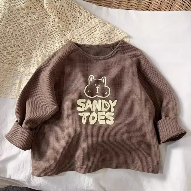 Sandy Toes Long Sleeve T-Shirt Kids Brown Cream - Image 5