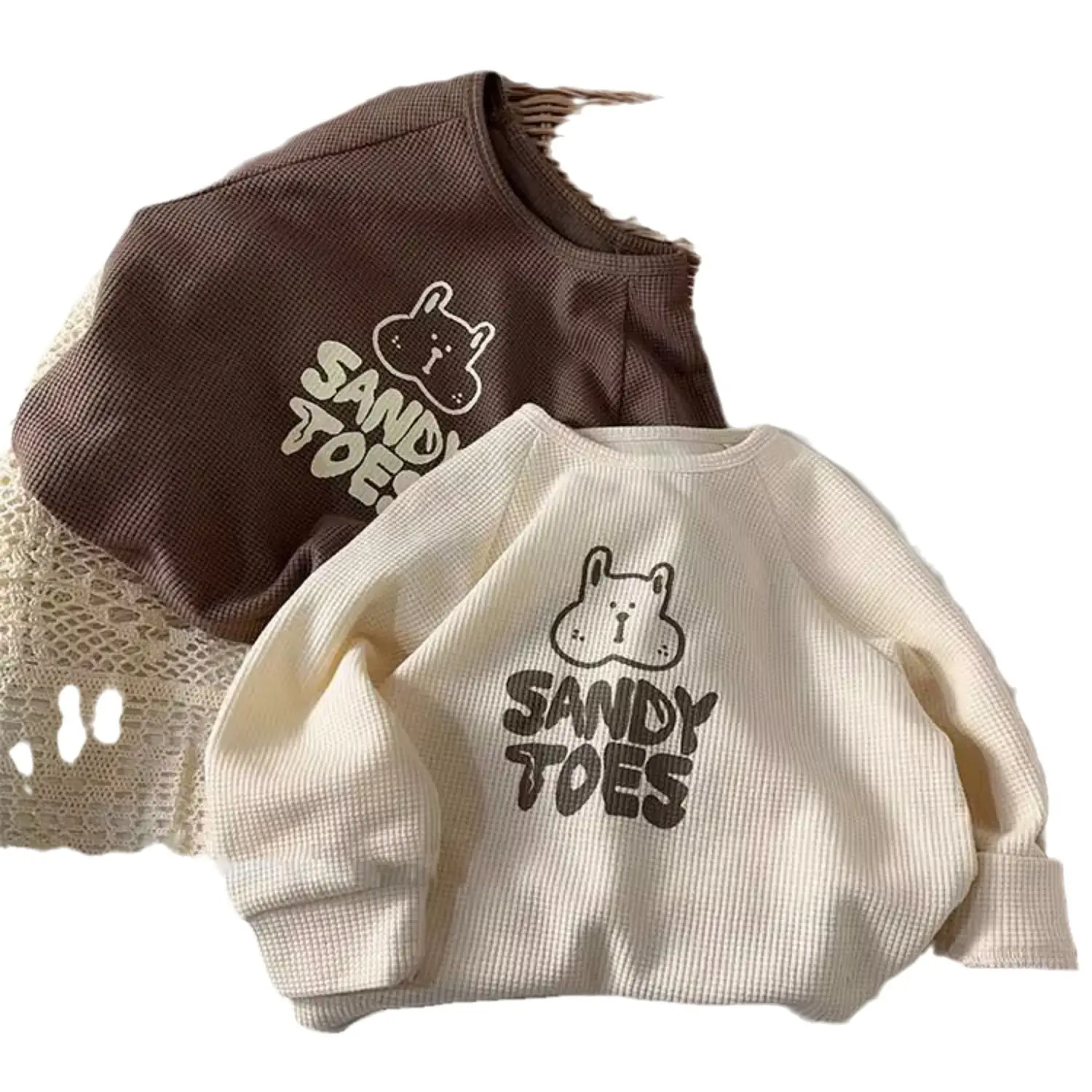 Sandy Toes Long Sleeve T-Shirt Kids Brown Cream - Image 7
