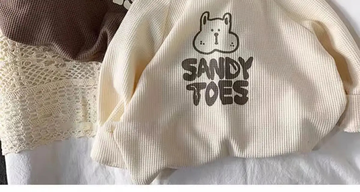 Sandy Toes Long Sleeve T-Shirt Kids Brown Cream — feature 6